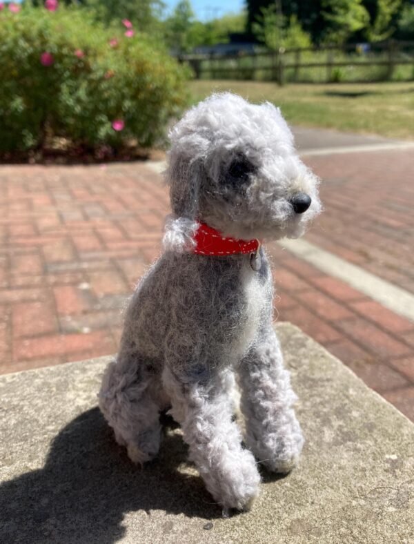 Bedlington Terrier Sculpture - Custom Needle Felted Pet / Dog Sculpture